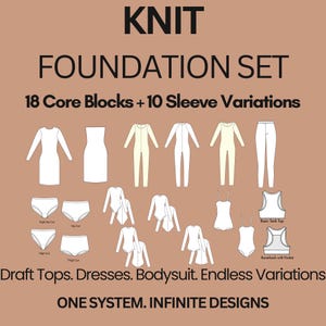 25+ Women's KNIT Sewing Pattern Bundle: Leotard, Catsuit, Dress, Bottoms, Sleeves Sloper Block (PDF)