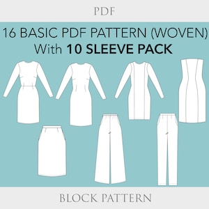 Woven Block Sewing Pattern Set XS–6X: Dress, Top, Pants & Skirt Slopers (PDF)