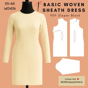 Naaipatroon damesmanteljurk: gebreid sloperblok (XS–6X) (pdf-patroon)