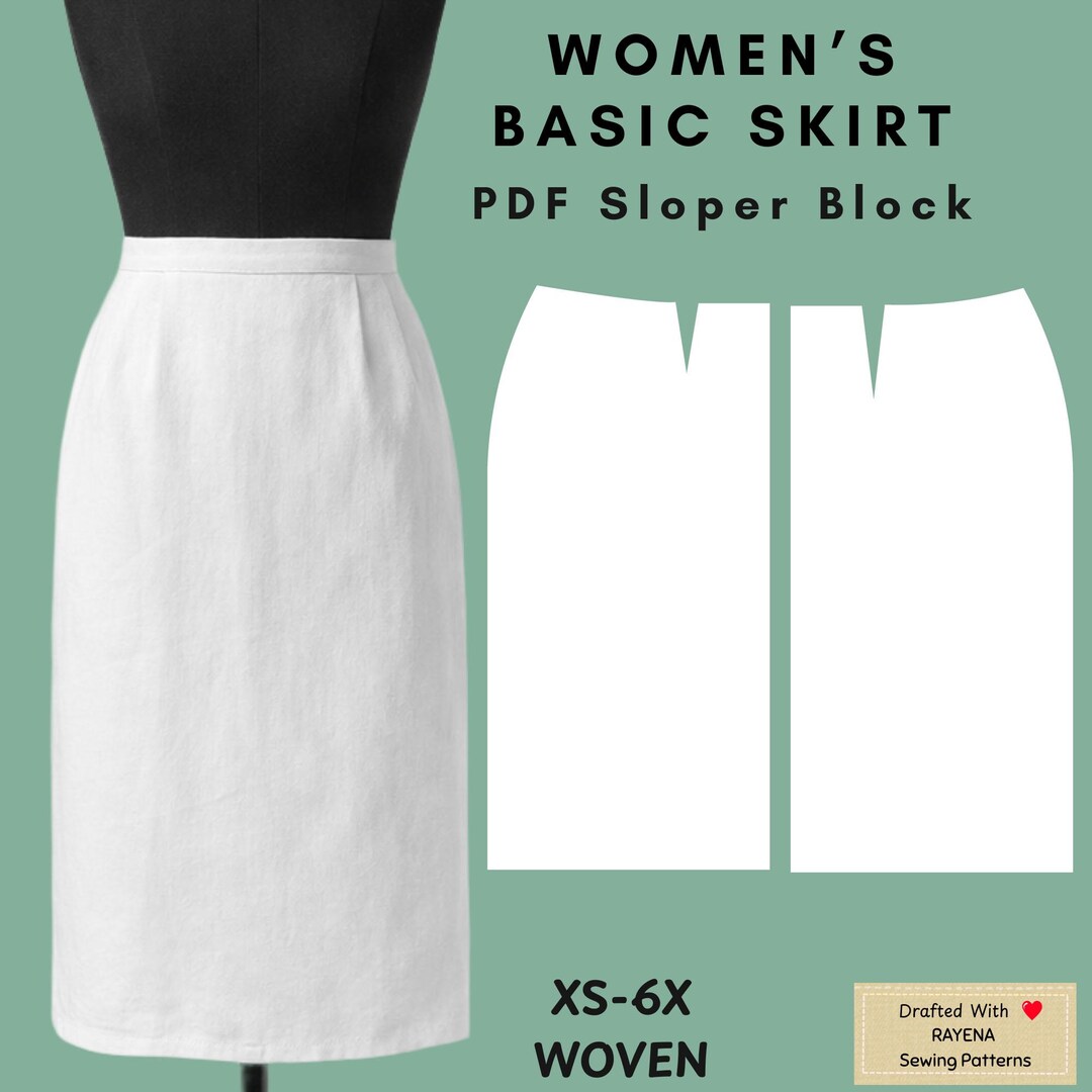 Women's Basic Skirt Sewing Pattern: Sloper Block (XS–6X) (PDF Pattern ...