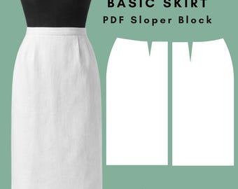 Women's Basic Skirt Sewing Pattern: Sloper Block (XS–6X) (PDF Pattern)