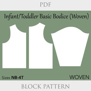 Patrón de costura de corpiño tejido para bebés y niños pequeños (PDF) / Bloque de corpiño para bebés y niños pequeños / Tallas NB–4T / Patrón de corpiño imprimible para niños