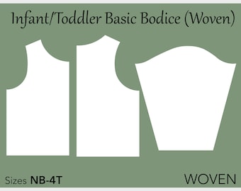 Infant Toddler Bodice Sewing Pattern: Woven Block (PDF)