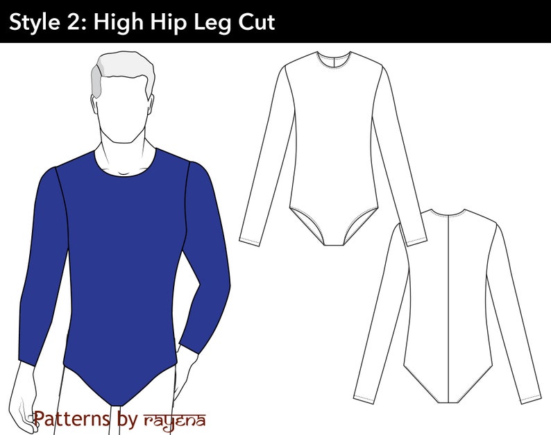 Men's Leotard PDF Sewing Pattern XS6X Men Swimsuit Etsy