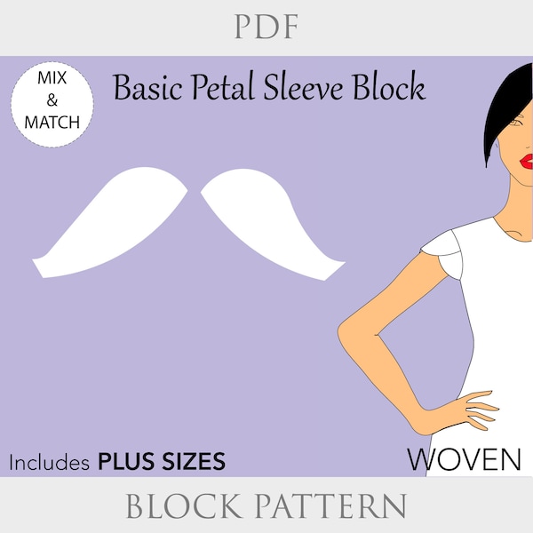 Women’s Petal Sleeve Pattern, size XS-6X, petal sleeve pattern, sleeve sewing pattern pdf, petal sleeve dress, petal sleeve sewing pattern