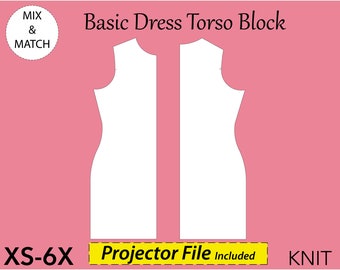 Molde para Vestido Feminino de Malha: Base (Tamanhos XS-6X) (Molde em PDF)