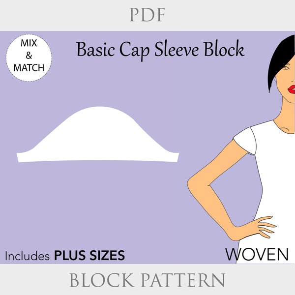 Women’s Basic Cap Sleeve Pattern, cap sleeve pattern, cap sleeve dress pdf, cap sleeve blouse pdf, cap sleeve top pdf, women sleeve pattern