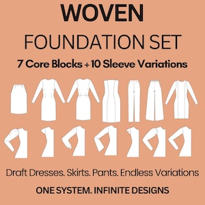 15+ Cartamodelli da Cucito TESSUTO da Donna: Abito, Pantaloni, Maniche Sloper Block (XS–6X) (PDF)