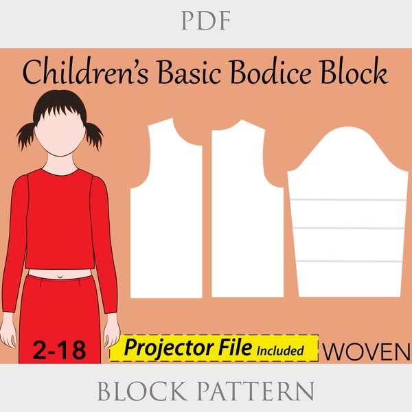 Boys Girls Children Bodice Woven Sewing Pattern, kids basic block, children bodice pattern, kids basic bodice, girls basic bodice sewing