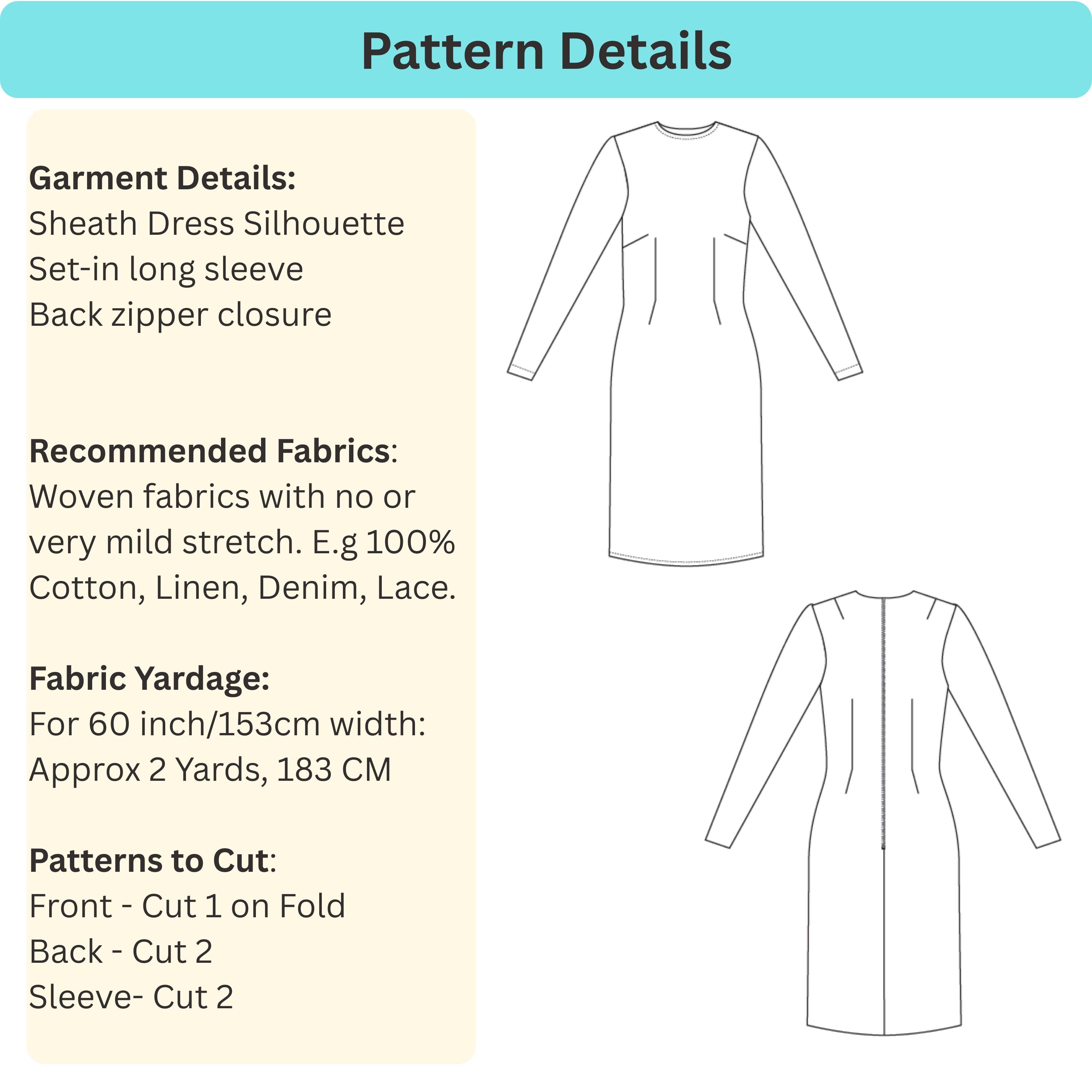 Women's Sheath Dress Sewing Pattern: Woven Sloper Block (XS6X) (PDF Pattern) - Etsy Women's Sheath Dress Sewing Pattern: Woven Sloper Block (XS6X) (PDF Pattern) - Etsy