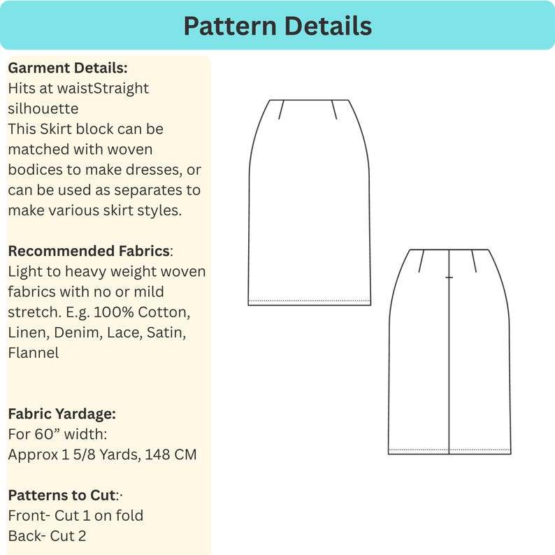 Basic Pattern Sloper Draft Adobe Illustrator- Basic Woven Skirt Sloper Block: Add on PDF Sewing ...