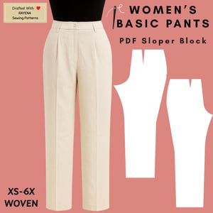 Women's Basic Pants Sewing Pattern: High Waist Trousers (XS–6X) (PDF Pattern)