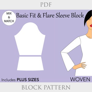 Damen Fit and Flare Ärmel Schnittmuster PDF | Add-On Ärmel für Kleider & Tops | Volant, Flattern, Langarm | Grösse XS–6X