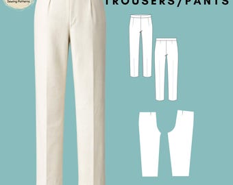 Men's Woven Pants Sewing Pattern: Trousers Sloper Block (XS–6X) (PDF Pattern)