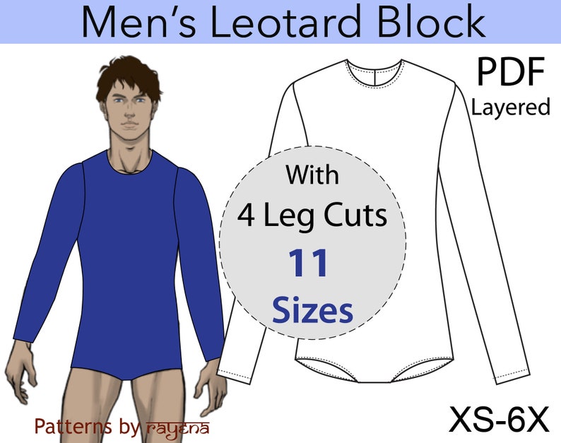 Men's Leotard PDF Sewing Pattern XS6X men swimsuit Etsy