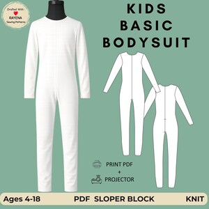 Kids Bodysuit Catsuit Sewing Pattern: Leotard Sloper Block (Ages 4-18) (PDF Pattern)