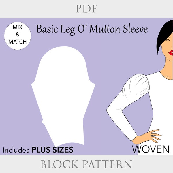 Dames Leg O' Mutton mouwpatroon, maat XS-6X, vintage mouw pdf, afneembare mouw pdf, been o schapenmouwen jurk, vintage mouw top