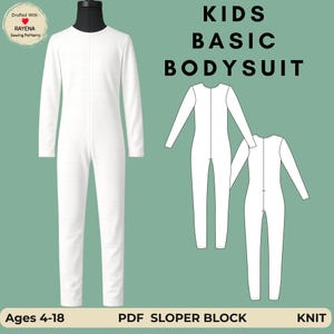 Kids Bodysuit Catsuit Sewing Pattern: Leotard Sloper Block (Ages 4-18) (PDF Pattern)