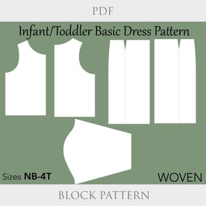 Infant Toddler Dress Sewing Pattern PDF | Bodice + Skirt Block Set | Sizes NB–4T | Baby Dress Pattern | Printable Sewing Template