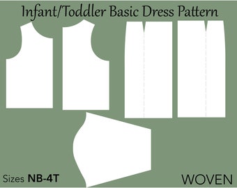 Infant Toddler Basic Dress Bodice Skirt Set Pattern, size NB-4T, basic bodice pattern, infant block pattern,dress pattern, bodice block pdf