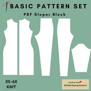 Damen Basic Knit Sloper Schnittmuster-Set: Kleid und Leggings-Block (XS–6X) (PDF Anleitung)
