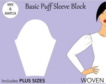 Women’s Puff Sleeve Pattern, size XS-6X, long sleeve pattern, basic sleeve pdf,  puff sleeve blouse, puff sleeve, sleeve pdf, women sleeve
