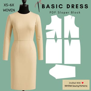 Patron de couture de robe basique pour femme : Sloper Block (XS-6X) (Patron PDF)
