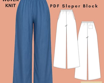 Molde para Calça Palazzo Feminina: Calça de Pernas Largas (Tamanhos XS-6X) (Molde em PDF)