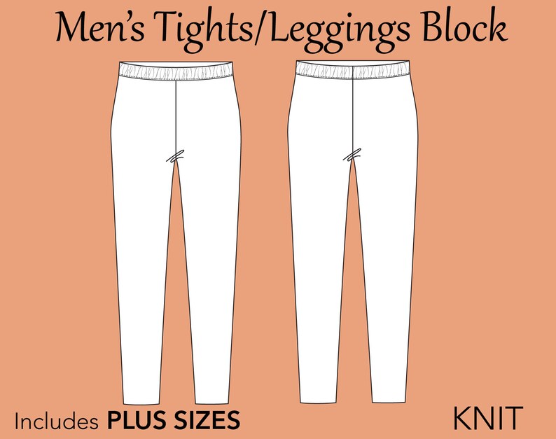 Men's Basic Tights Leggings Block Men Leggings Pattern Etsy
