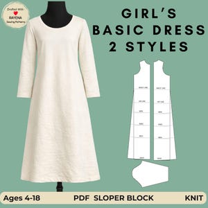 Girls Basic Dress Sewing Pattern: Mini Midi Maxi (Ages 4-18) (PDF Pattern)
