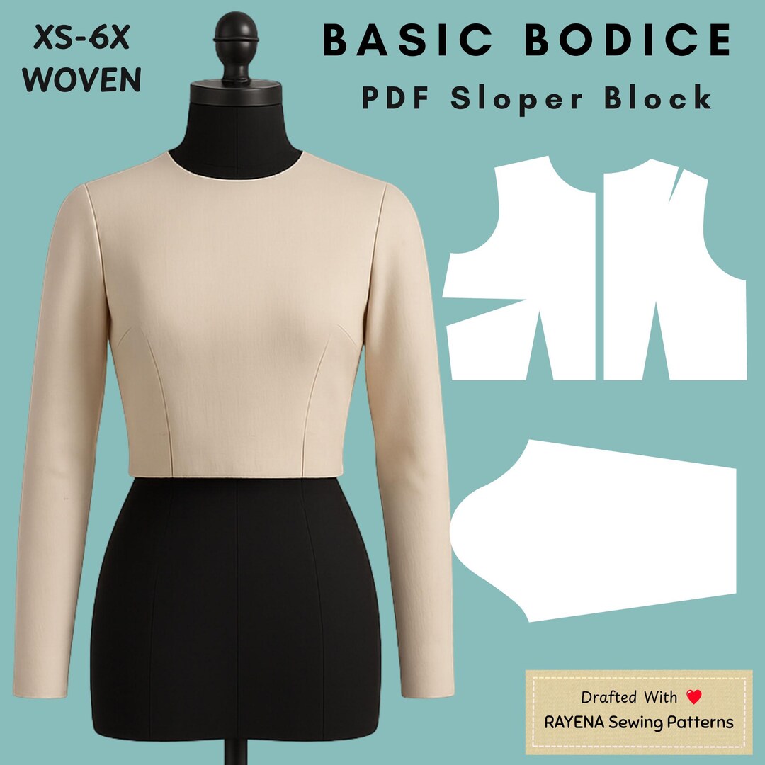 Pattern Sloper Bottom Women Basic Bodice Sewing Pattern Sloper: Woven Block (XS–6X) (PDF ...