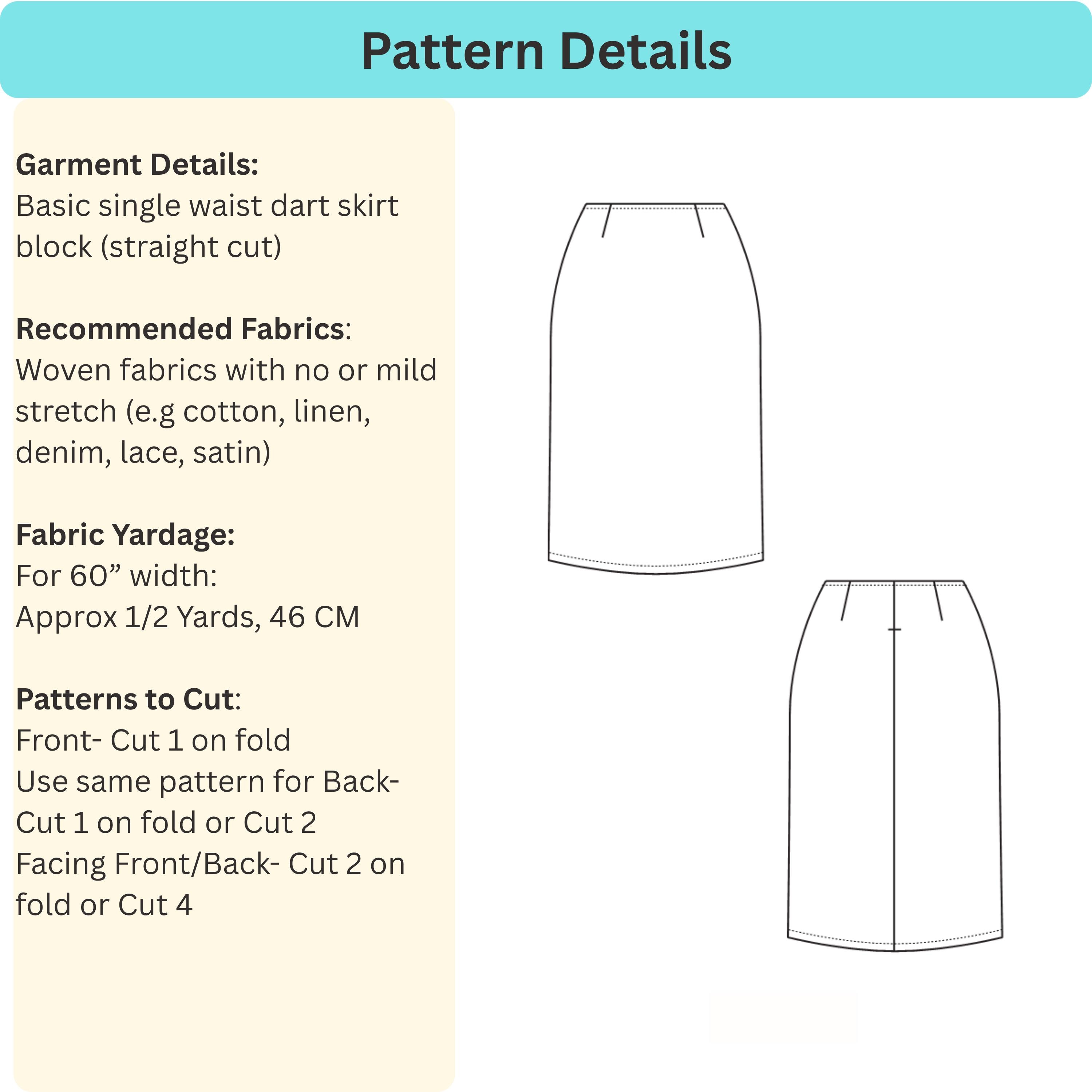 Baby Basic Woven Skirt Sewing Pattern: Sloper Block (ages NB-4T) (PDF ...