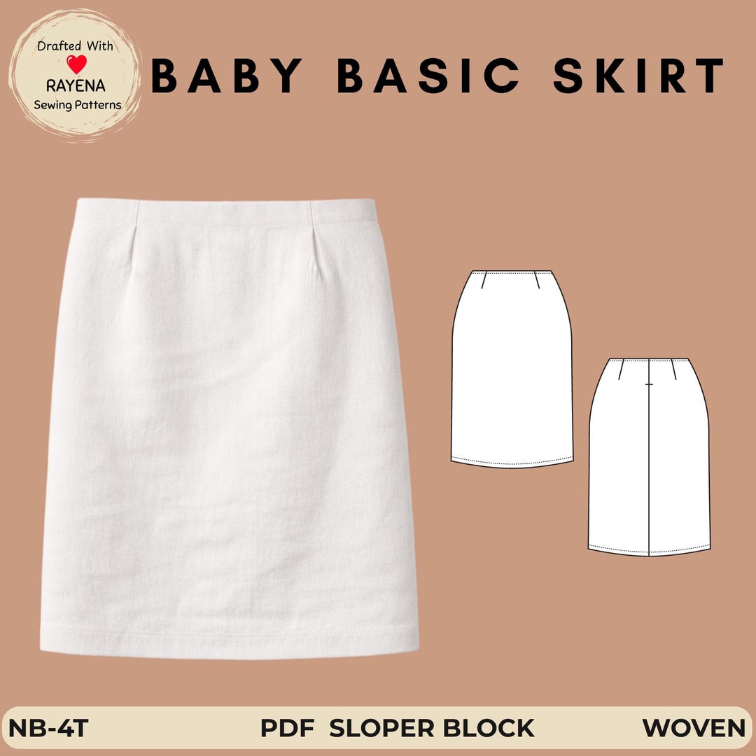 Baby Basic Woven Skirt Sewing Pattern: Sloper Block (ages NB-4T) (PDF ...