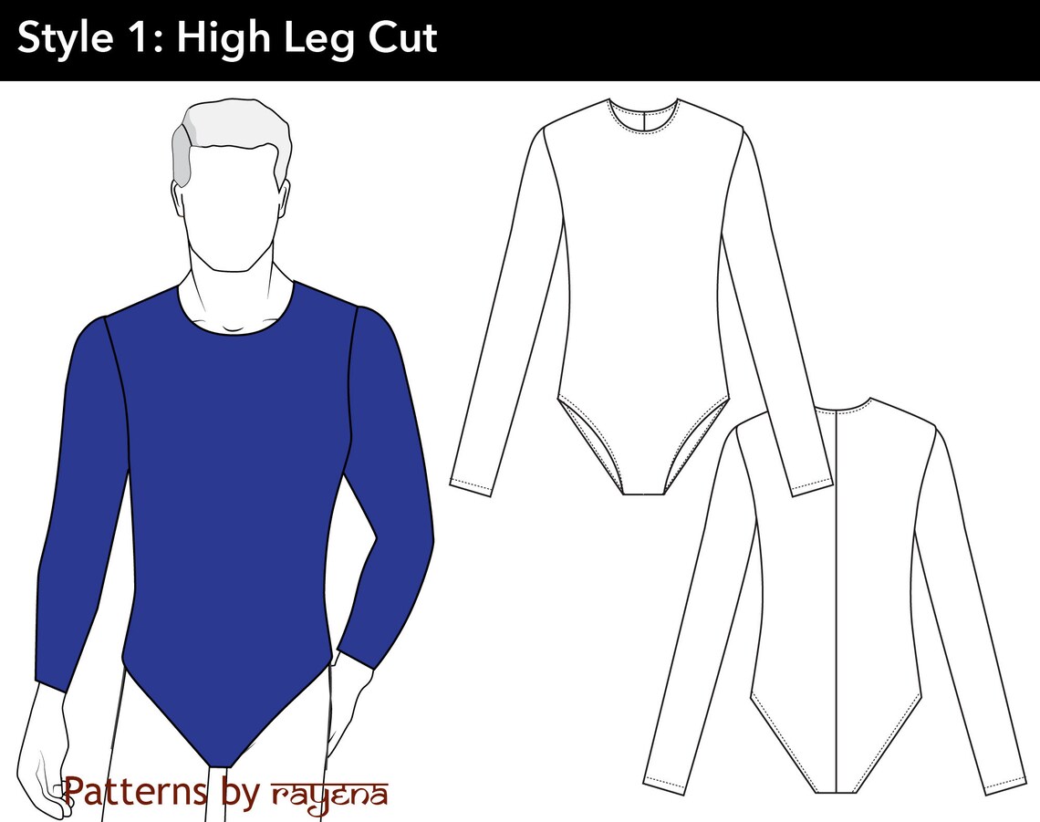 Men's Leotard PDF Sewing Pattern XS6X men swimsuit Etsy