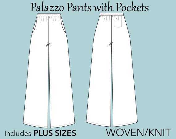 High Waisted Wide Leg Flare Palazzo Pants Sewing Pattern  Trousers pattern  Flare pants pattern Wide leg pants pattern