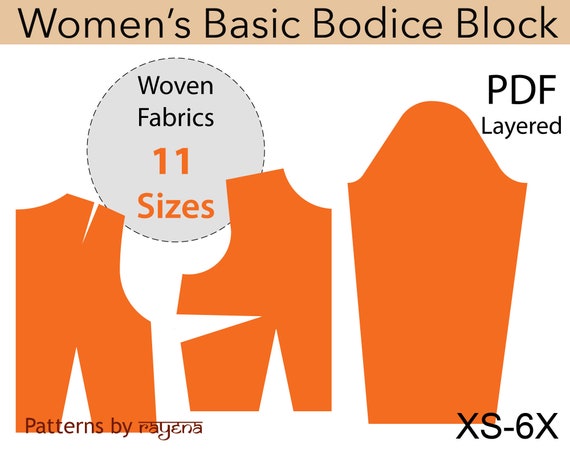 Womens Bodice block pattern w/sleeve bodice pattern pdf | Etsy