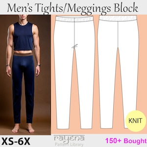 Men’s Basic Tights & Leggings Sewing Pattern PDF | Sizes XS–6X | Meggings Sloper | Printable Block Pattern for Activewear, Dance, Cosplay