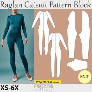 Women’s Raglan Bodysuit Sewing Pattern PDF | Catsuit, Swimsuit, Cosplay and Fitness Jumpsuit | XS–6X | Halloween & Drag Queen Costumes