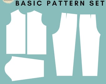 Men Shirt & Trousers Sewing Pattern: Woven Sloper Block (XS–6X) (PDF Pattern)