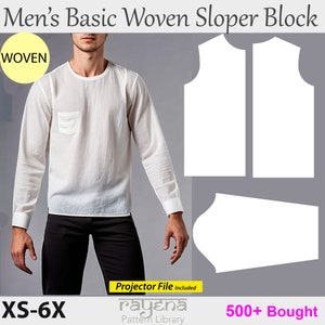 Men&#39;s Basic Bodice Sloper Sewing Pattern: XS-6X (PDF Pattern)