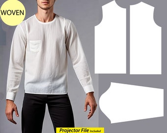 Patron de couture bas corsage basique pour hommes | Motif de blocs PDF, taille XS-6X | Modèle de chemise coupe personnalisée pour homme sur mesure