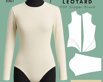 Blok wykroju na trykot damski: Body dzianinowe Sloper (XS–6XL) (pobierz plik PDF)