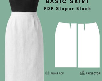 Women's Basic Skirt Sewing Pattern: Sloper Block (XS–6X) (PDF Pattern)