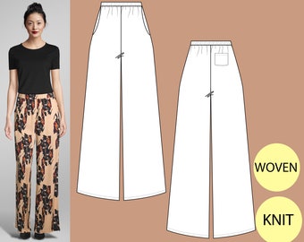 Palazzo Culottes Pants Sewing Pattern, maternity sewing pattern, wide leg trousers, pants block, culottes pants, wide leg sewing pattern