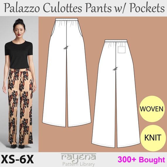 Patron de costura de pantalones Palazzo Culottes patron de costura de maternidad pantalones de pierna ancha bloque de pantalones pantalones culottes patron de costura de pierna ancha Etsy Mexico