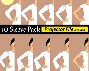 Women’s 10 Woven Sleeve Pattern Bundle | PDF Sewing Add-On Sloper Set | Basic Sleeve Block for Dresses, Tops & Blouses