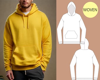 Patron de couture pour sweat à capuche oversize PDF | Tailles XS-6X | Sweat-shirt unisexe ou modèle de veste pour tissus de maille | Coupe ample et confortable