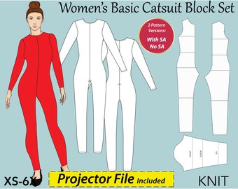 Basic Bodysuit Catsuit Pattern for Women, size XS-6X, catsuit pdf women, seamless catsuit pattern, cosplay suit pdf, women bodysuit pattern