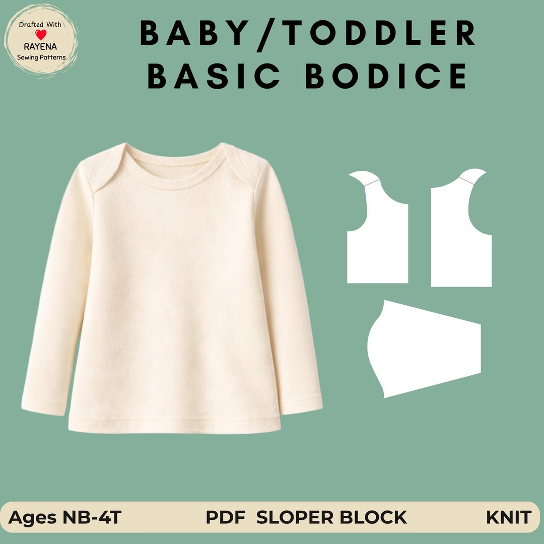 Baby Basic T-shirt Sewing Pattern: Onesie Sloper Block (ages NB-4T ...