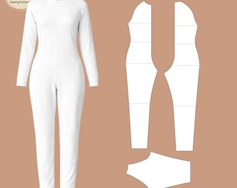 Women's Raglan Catsuit Sewing Pattern: Knit Bodysuit Sloper Block (XS–6X) (PDF Pattern)
